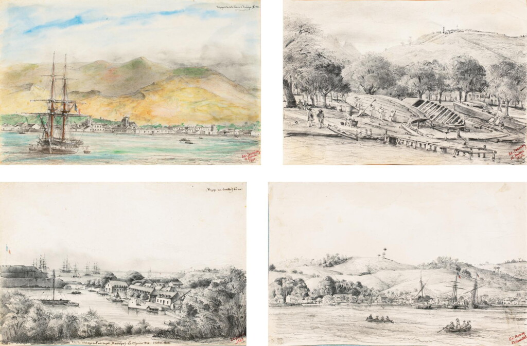 View full screen - View 1 of Lot 142. JOUNEAU. Recueil de 43 vues des Antilles et des côtes d'Amérique du Sud, 1839-1849. Mine de plomb..