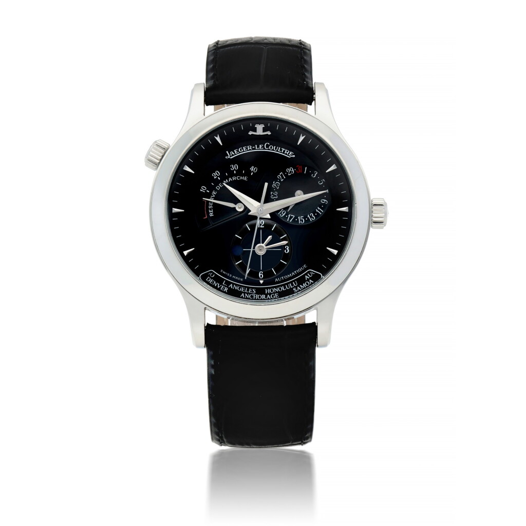 View full screen - View 1 of Lot 568. JAEGER LECOULTRE | MASTER CONTROL GEOGRAPHIC, REF 142.8.92S STAINLESS STEEL WORLD TIME WRISTWATCH WITH DATE, DAY/NIGHT AND POWER RESERVE INDICATION CIRCA 2000.