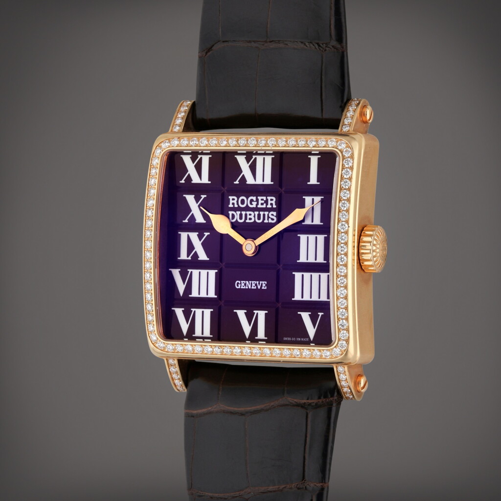 View full screen - View 1 of Lot 118. Golden Square | A limited edition pink gold and diamond-set square automatic wristwatch, Circa 2006.