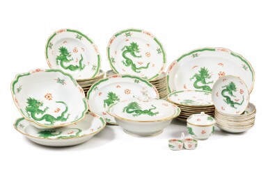 View full screen - View 1 of Lot 154. A Meissen green 'Ming Dragon" pattern part service, 20th century .