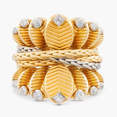 View full screen - View 1 of Lot 1201. Gold and Diamond ‘Grain de Café’ Ring | 卡地亞|’Grain de Café’ K金 配 鑽石 戒指.