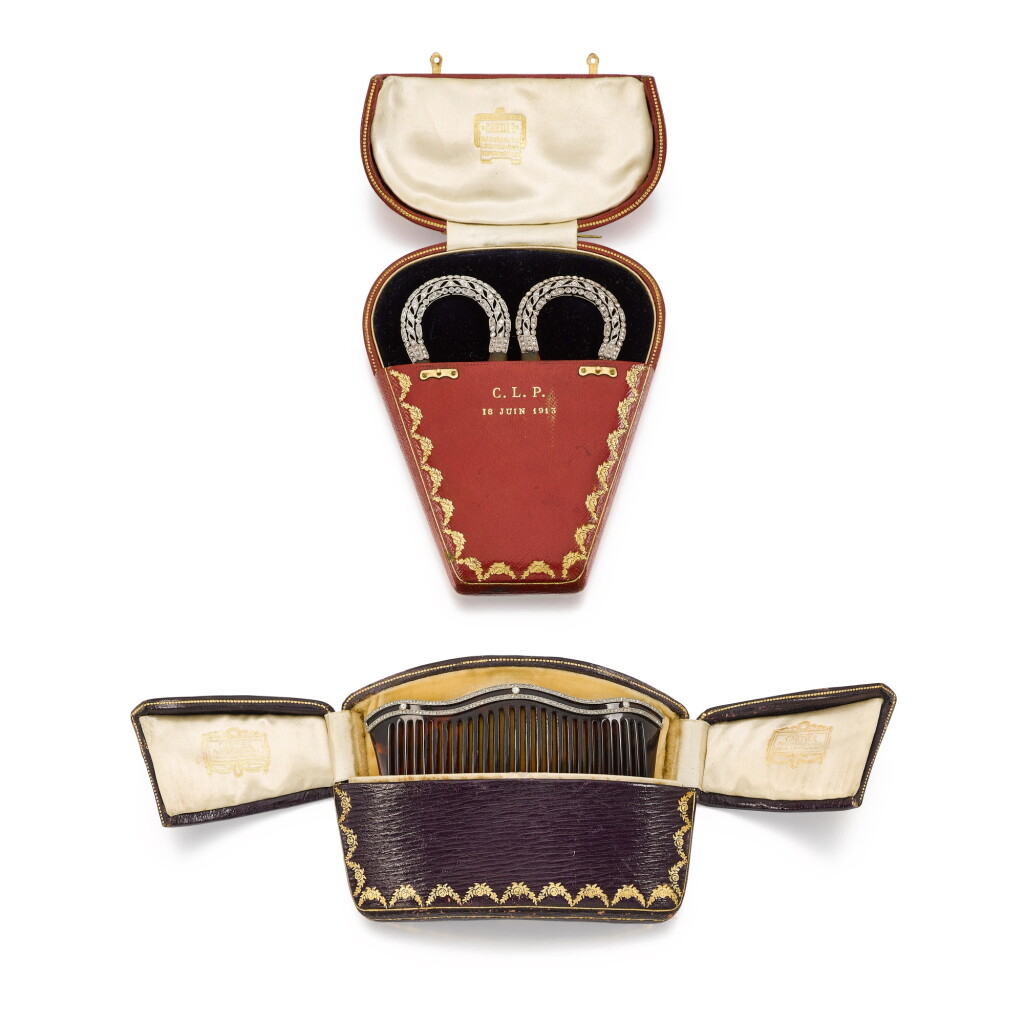 View full screen - View 1 of Lot 34. Group of Diamond and Tortoiseshell Hair Combs, Early 20th Century.
