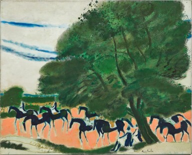 View full screen - View 1 of Lot 2013. André Brasilier 安德烈・布拉吉利 | Cavaliers au grand arbre 騎士.