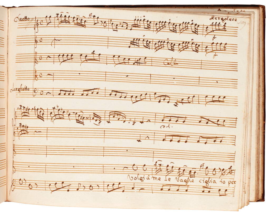 View full screen - View 1 of Lot 49. Hasse and Pergolesi. Collection of eighteenth-century Italian manuscripts of opera arias, in three volumes, 1730s.