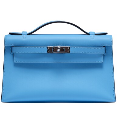 View full screen - View 1 of Lot 37. Bleu Céleste Swift Kelly Pochette Palladium Hardware, 2025.