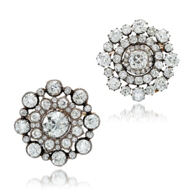 View full screen - View 1 of Lot 7. Two diamond brooches, 1890s.