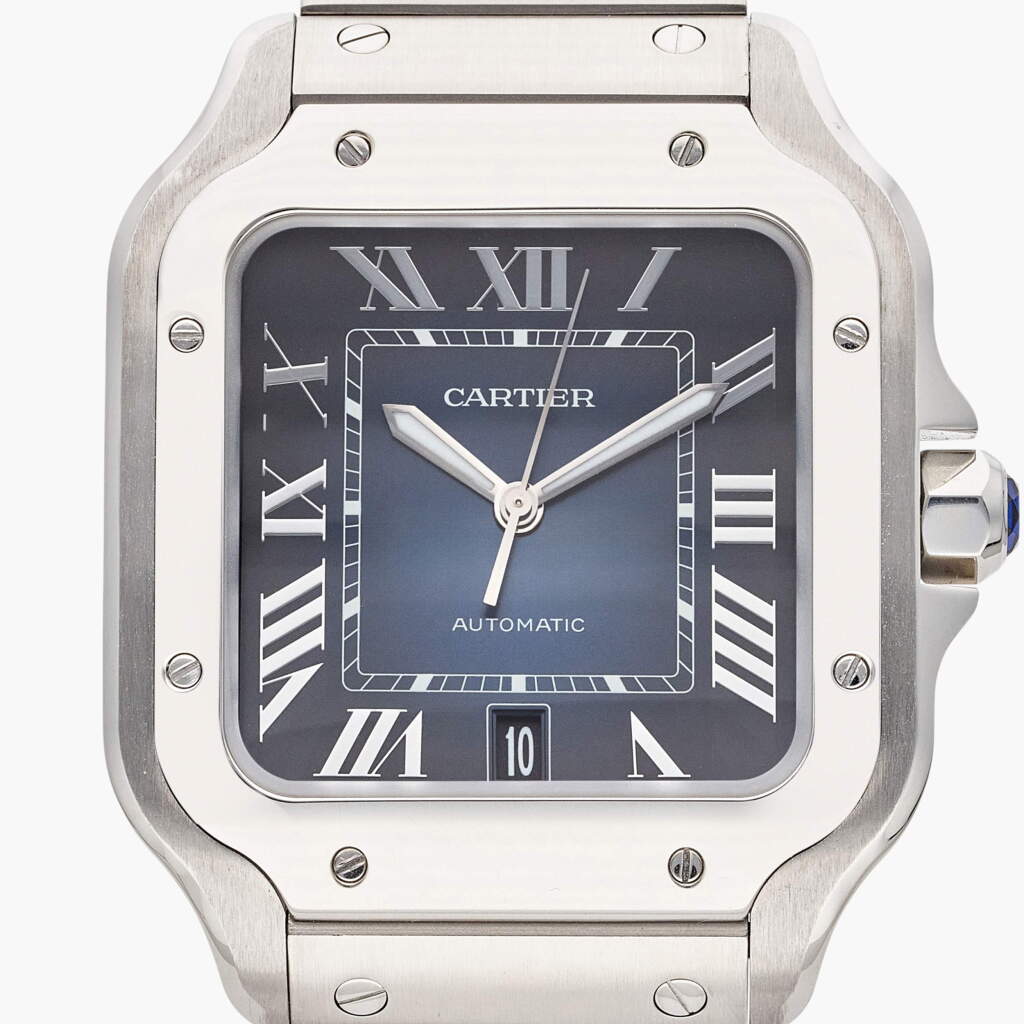 View full screen - View 1 of Lot 357. Reference WSSA0030 Santos | A stainless steel automatic wristwatch with date and bracelet, Circa 2020.