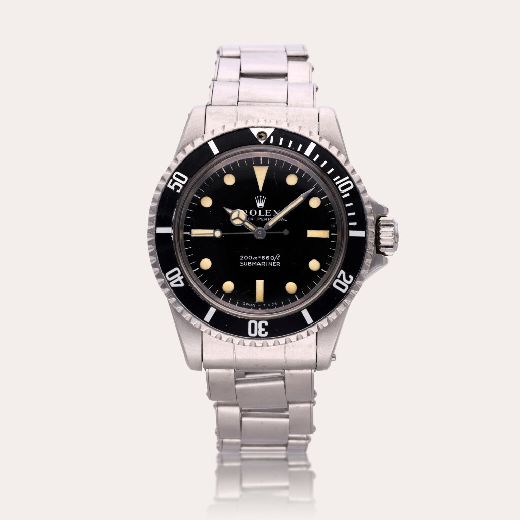 View full screen - View 1 of Lot 568. Reference 5513 Submariner | A stainless steel automatic wristwatch with bracelet, Circa 1966.