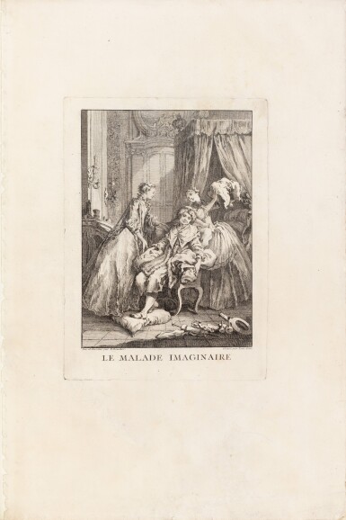 View full screen - View 1 of Lot 48. François Boucher. Suite des gravures pour l'édition de 1734. In-folio, 1/2 mar. bordeaux moderne.