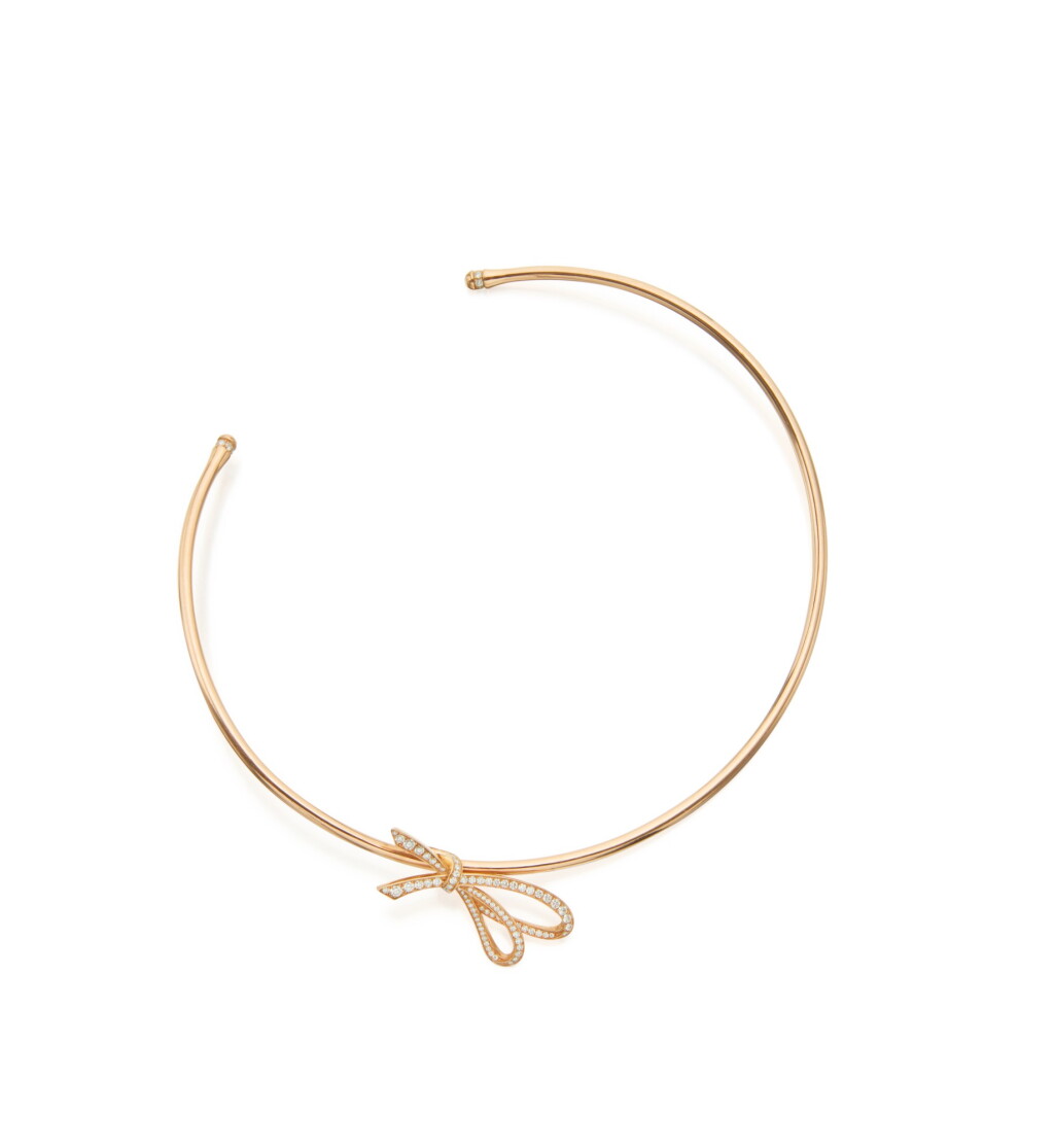 View full screen - View 1 of Lot 16. PINK GOLD AND DIAMOND 'TIFFANY BOW' COLLAR-NECKLACE, TIFFANY & CO..