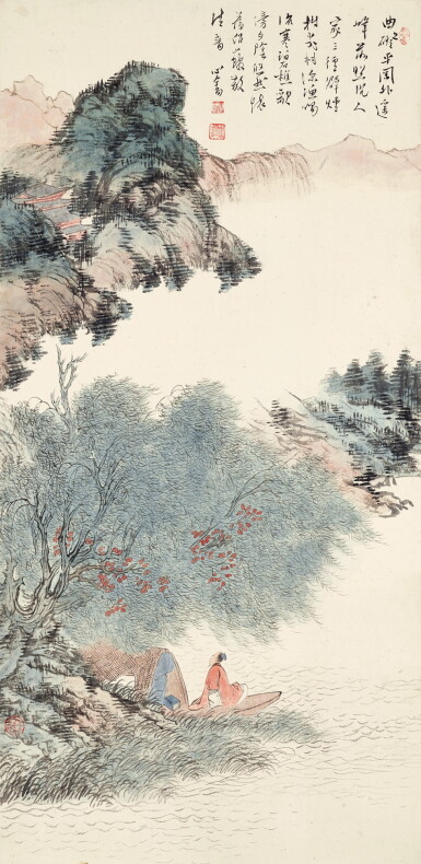 View full screen - View 1 of Lot 3056. 溥儒 柳溪蕩舟 | Pu Ru, Boating Under The Willows.
