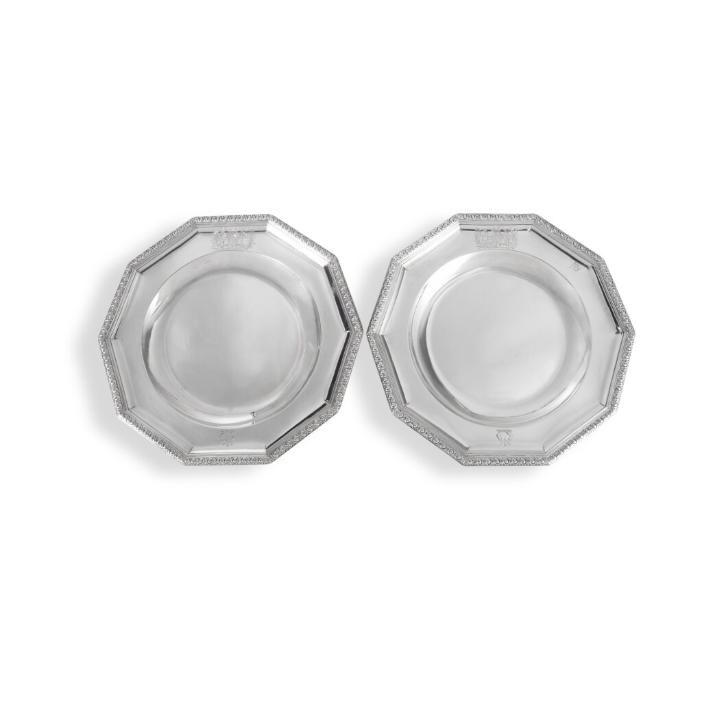 View full screen - View 1 of Lot 505. A Pair of George III Silver Serving Dishes from the "Speaker Smith" service, Augusts Le Sage, London, 1774.
