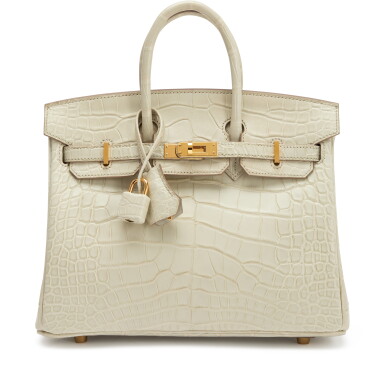 View full screen - View 1 of Lot 31. Beton Matte Alligator Birkin 25 Gold Hardware, 2023.