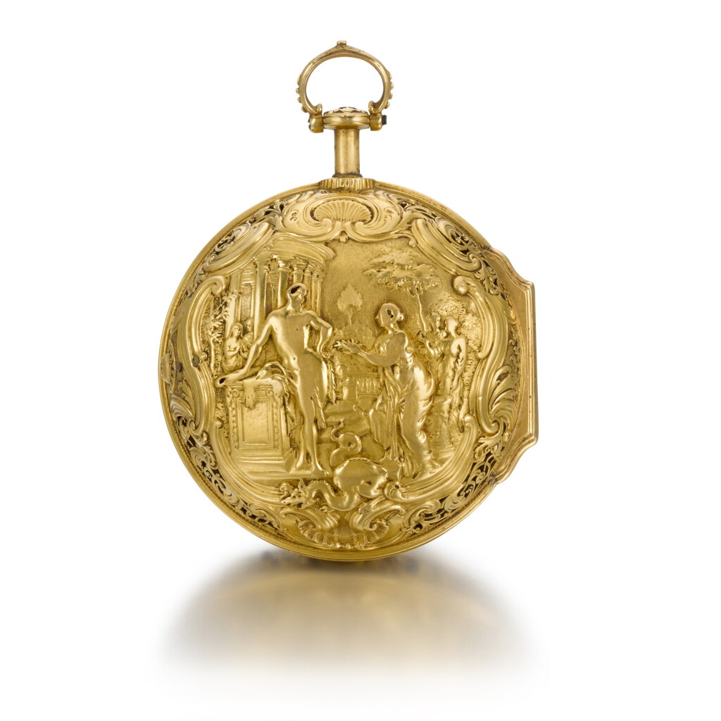 全螢幕檢視 - 查看300JOHN ELLICOTT | A GOLD PAIR CASED REPOUSSE QUARTER REPEATING WATCH, CIRCA 1750的1