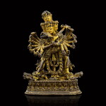 A gilt-copper alloy figure of Hevajra Nepal, 15th century | 十五世紀 尼泊爾鎏金銅喜金剛像