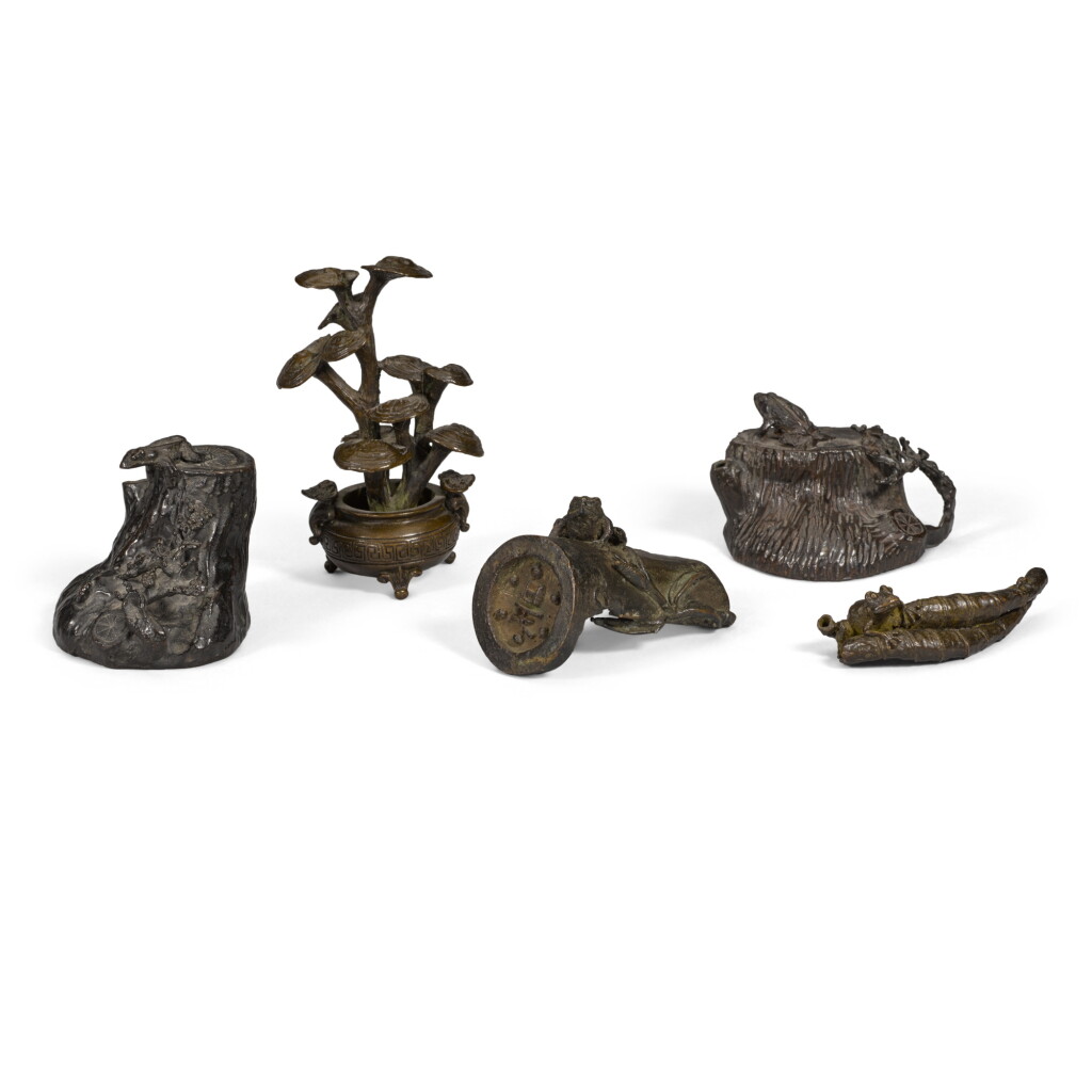View full screen - View 1 of Lot 870. A group of five bronze scholars objects, Qing dynasty.