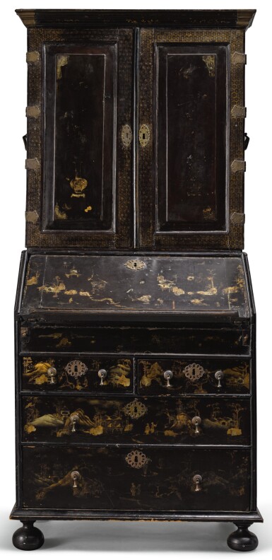View full screen - View 1 of Lot 96. A CHINESE EXPORT LACQUERED BUREAU BOOKCASE, FIRST QUARTER 18TH CENTURY.