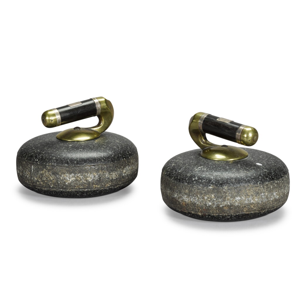 View full screen - View 1 of Lot 81. A pair of Scottish Victorian curling prizes in the form of small curling stones, circa 1900.