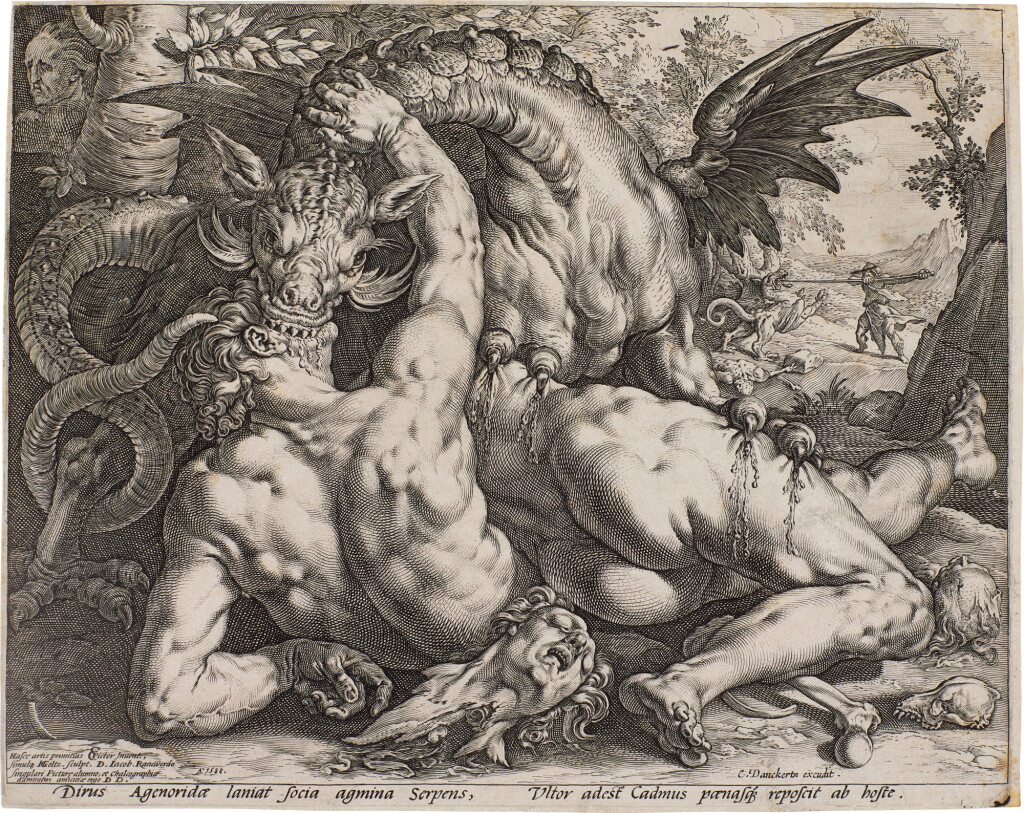 Voir en plein écran - Voir 1 du lot 17. The Dragon Devouring the Companions of Cadmus (Bartsch 262; Hollstein 310; Strauss 261; New Hollstein 329).