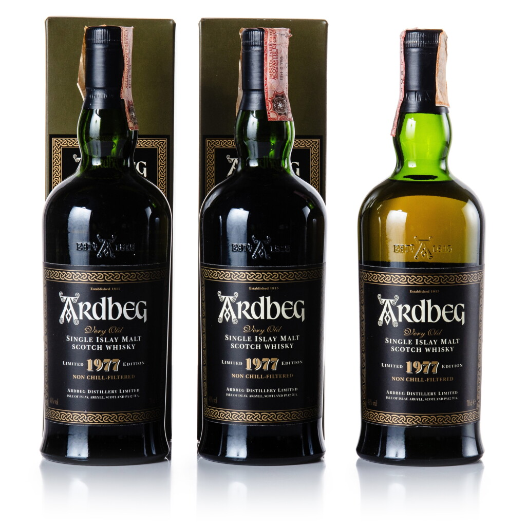 View full screen - View 1 of Lot 74. Ardbeg Limited Edition 43.0 abv 1977 (3 BT 70cl).
