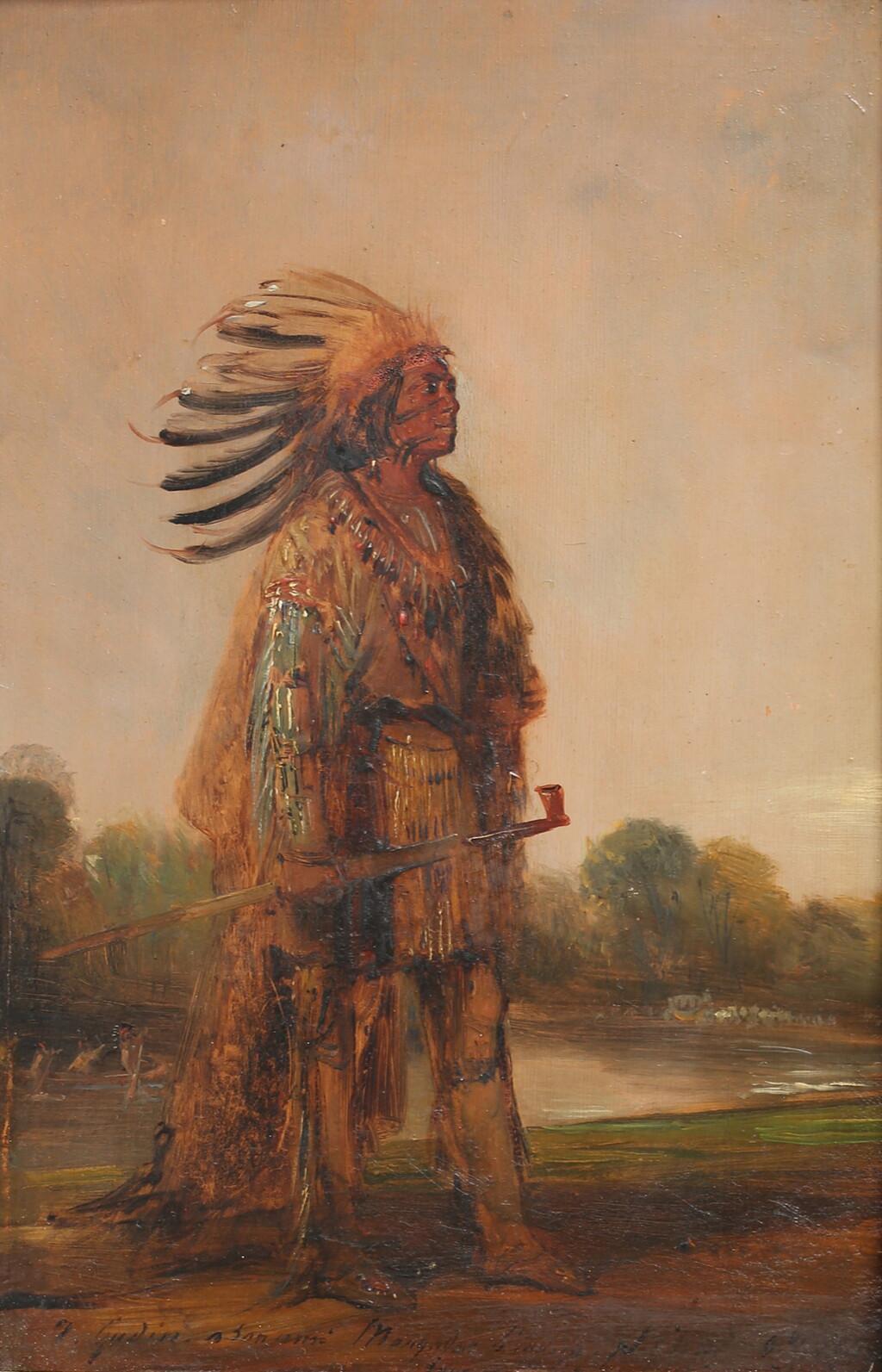 View full screen - View 1 of Lot 71. THÉODORE GUDIN | PORTRAIT OF MAUN-GWA-DAUS, CHIEF OF OJIBWA, DURING HIS PRESENTATION TO KING LOUIS-PHILIPPE 1ER | MAUN-GWA-DAUS, CHEF DE LA NATION OJIBWA, LE JOUR OÙ IL FUT PRÉSENTÉ AU ROI LOUIS-PHILIPPE 1ER.