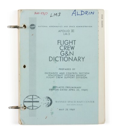 View full screen - View 1 of Lot 35. Buzz Aldrin's Apollo 11 Flight Crew G and N Dictionary, used by him during training.