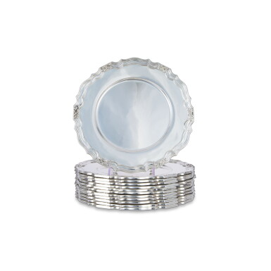 View full screen - View 1 of Lot 445. A Set of Twelve American Silver Dinner Plates, Dominick & Haff, New York, 1907.