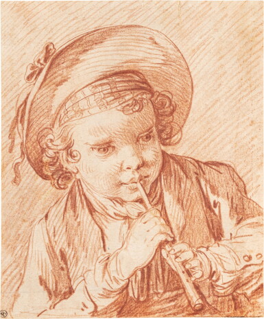 View full screen - View 1 of Lot 192. Young boy playing the flute | Jeune garçon jouant de la flûte.