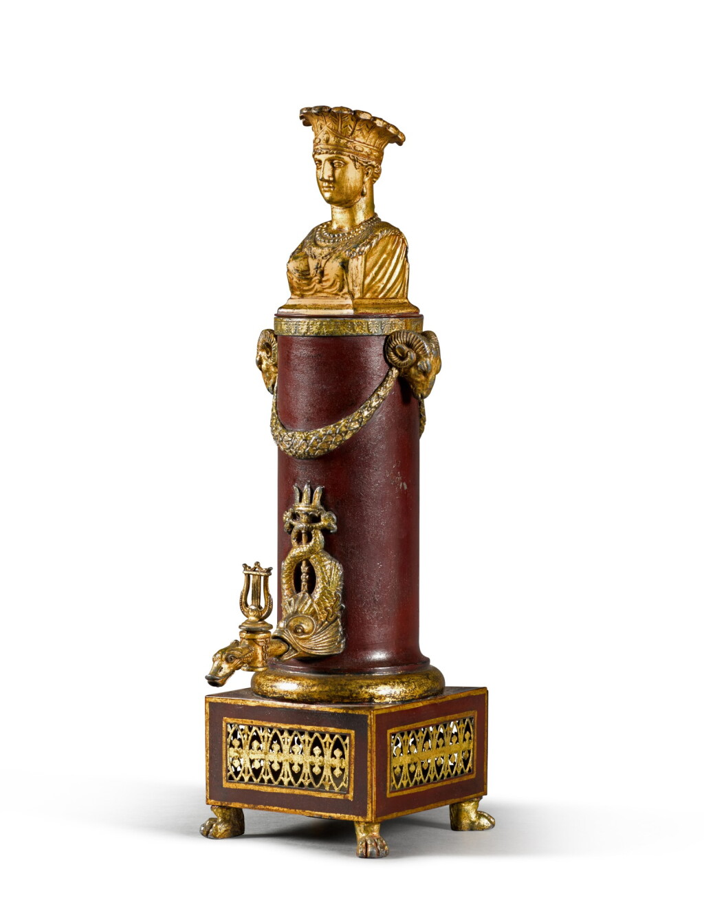 View full screen - View 1 of Lot 187. An Empire gilt-bronze painted tôle samovar, circa 1810.