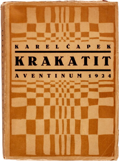 View full screen - View 1 of Lot 28. Čapek | Krakatit, Prague, 1924, original decorative wrappers.