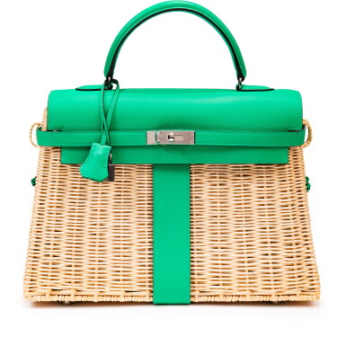 View full screen - View 1 of Lot 431. Vert Menthe Swift and Osier Wicker Picnic Kelly 35 Palladium Hardware, 2022.