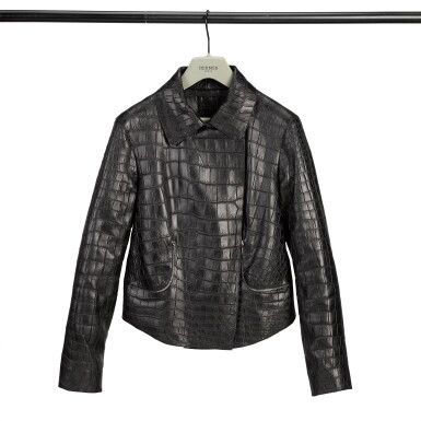View full screen - View 1 of Lot 137. Black Crocodile Jacket, Size 34.