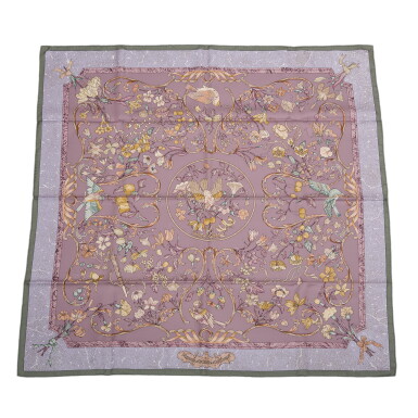 View full screen - View 1 of Lot 154. Hermès "Pierres d'Orient et d'Occident" Scarf 90cm of Silk Twill.