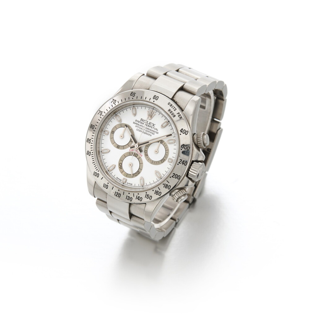 Voir en plein écran - Voir 1 du lot 262. Daytona, Ref. 116520 | Stainless steel chronograph wristwatch with bracelet | Circa 2005.