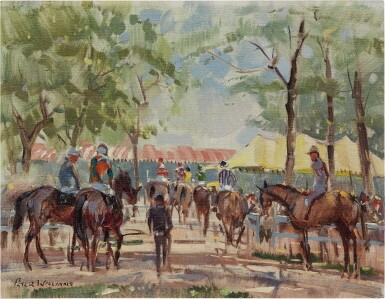 View full screen - View 1 of Lot 6. PETER WILLIAMS | LEAVING THE PADDOCK AT SARATOGA.