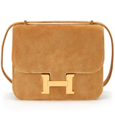 View full screen - View 1 of Lot 6110. Ocre Veau Doblis Suede Mini Constance 18 Gold Hardware, 2022.