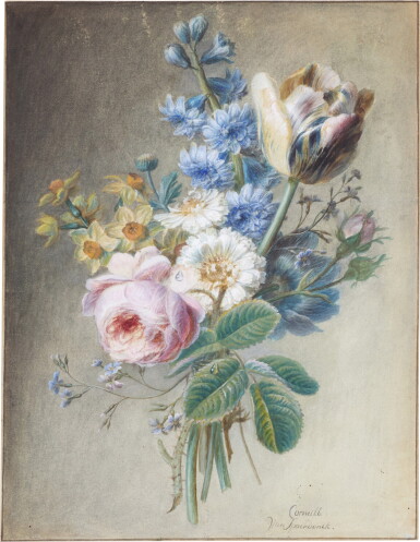 View full screen - View 1 of Lot 44. A bouquet of flowers, including a rose and tulip.