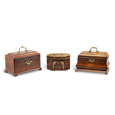 View full screen - View 1 of Lot 272. Two George II Brass-Mounted Tea Caddies, mid-18th Century.