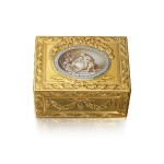 A Large Three-Color Gold and Enamel Snuff Box, in Paris Eighteenth Century Taste