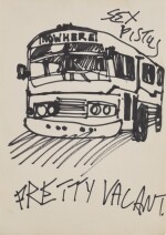 Jamie Reid | Pretty Vacant, preliminary layout drawing for back sleeve and poster