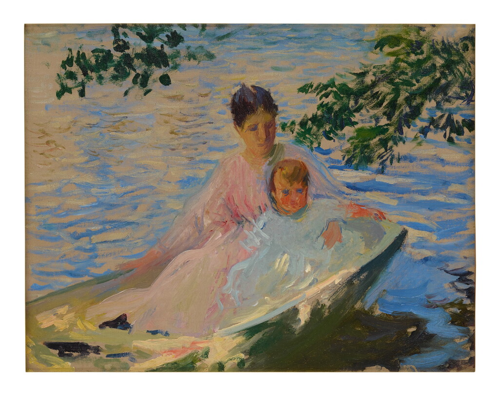 View full screen - View 1 of Lot 19. EDMUND CHARLES TARBELL | MOTHER AND CHILD IN A BOAT.