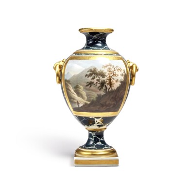 View full screen - View 1 of Lot 373. A Worcester (Barr, Flight and Barr) Marbled-Ground Vase, Circa 1807-13.