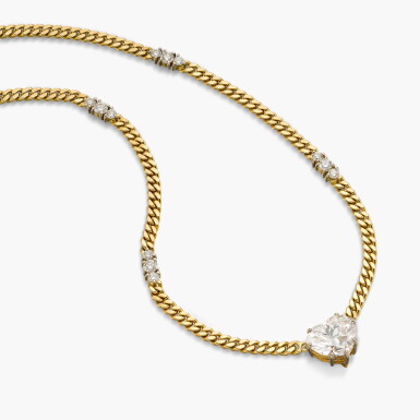 View full screen - View 1 of Lot 137. Heart-shaped Diamond Pendant Necklace.