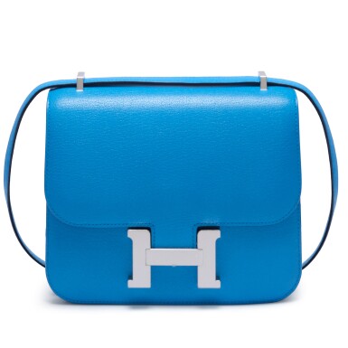 View full screen - View 1 of Lot 39. Bleu Frida Chèvre Chamkila Mini Constance 18 Palladium Hardware, 2024.