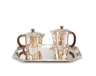 View full screen - View 1 of Lot 82. A silver-plated tea and coffee set, Lapparra, Paris, circa 1950 | Service à thé et café en métal argenté par Lapparra, Paris, vers 1950.