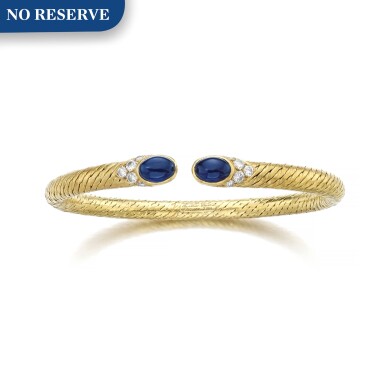 View full screen - View 1 of Lot 1055. Sapphire and diamond bangle.
