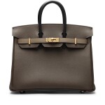 Limited Edition Ecorce, Etoupe and Noir Epsom Tricolor Birkin 25 Gold Hardware, 2024