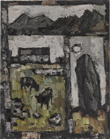 View full screen - View 1 of Lot 259. Welsh Landscape with Monolith.