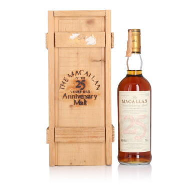 View full screen - View 1 of Lot 1026. The Macallan 25 Year Old Anniversary Malt 43.0 abv 1965 (1 bt 75cl).