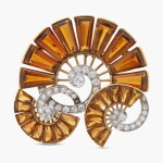 Art Deco Citrine and Diamond Brooch